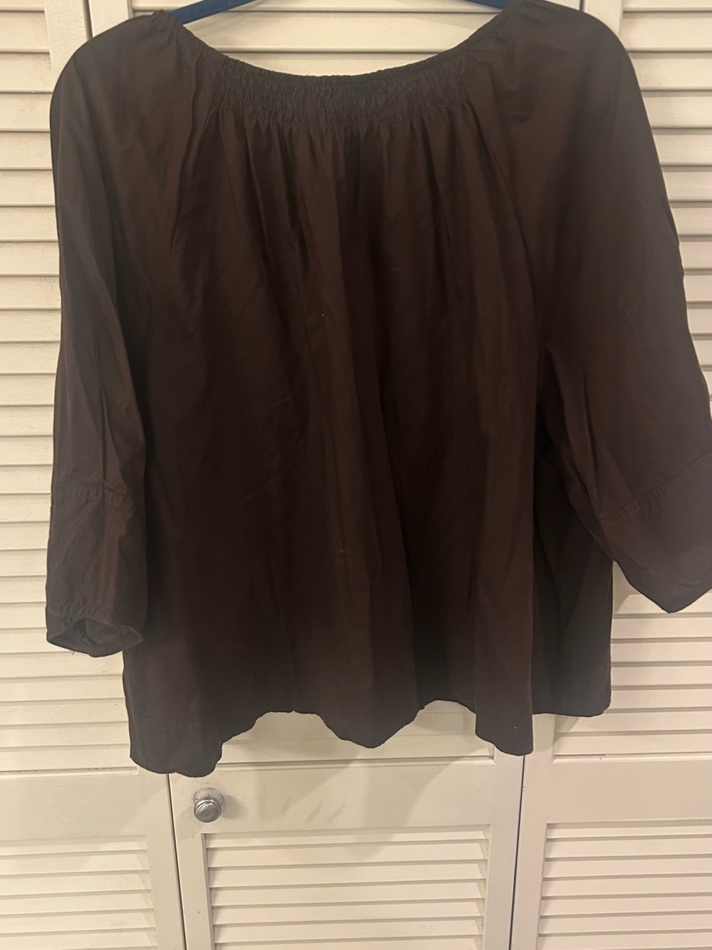 LOFT Brown 3/4 Sleeve Cotton Top - Picture 2 of 3